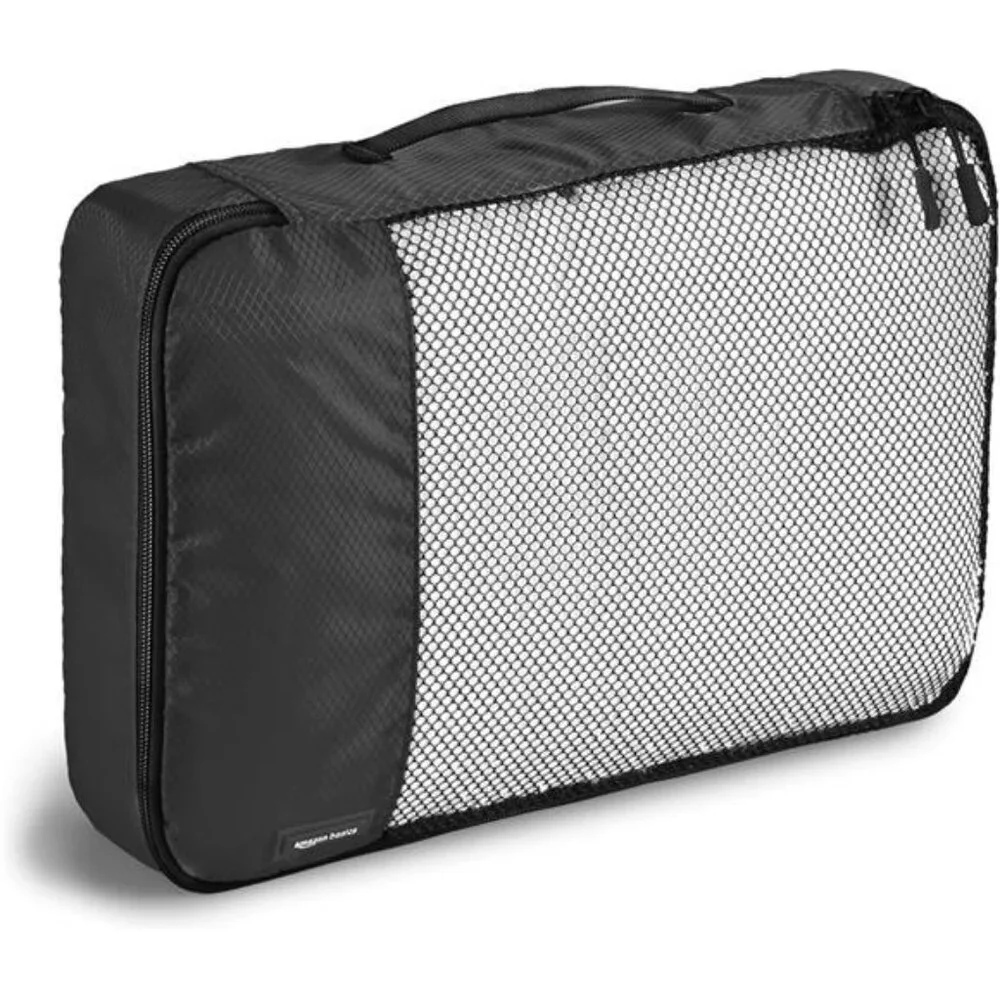 Lightweight packing cubes travel organizer set mesh luggage bags 4 piece black